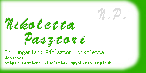 nikoletta pasztori business card